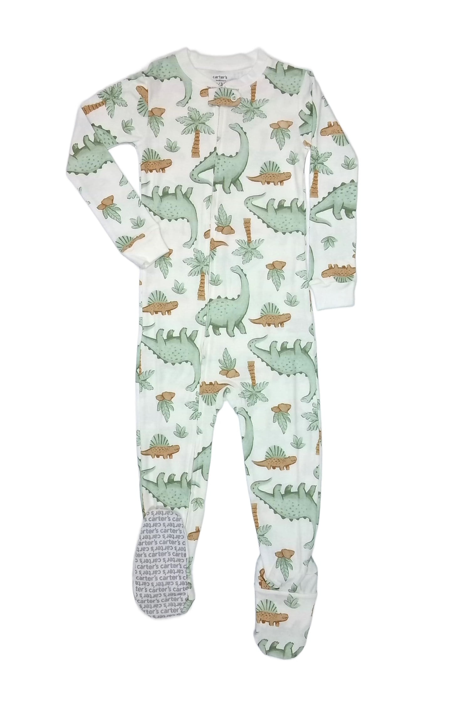 CARTER'S Toddler Boy's Dinosaur Print Soft Cotton Footed Dino Pajama Sleeper, Size 2T