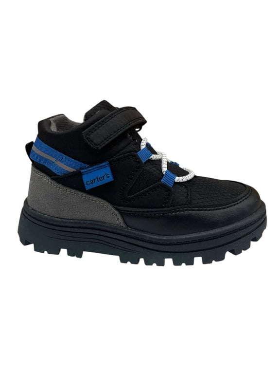 Toddler Boys Slip-on Athletic Ankle Booties Size 9 Black Blue Gray
