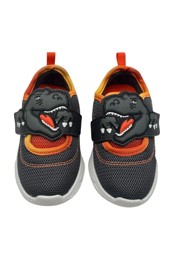 Carters Toddler Boys T-Rex Slip-On Shoes Size 7 Gray Yellow Light-Up Sneakers