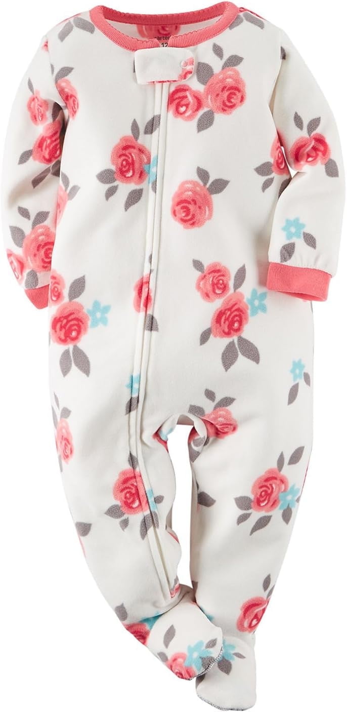 Carter's Toddler Girl's Fleece Rose Blanket Pajama Footed Sleeper, Size 5T