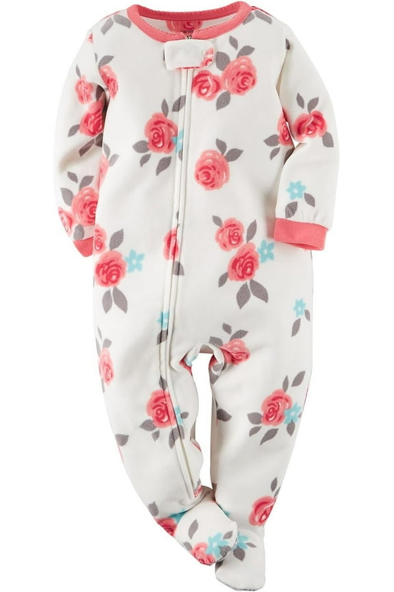 Toddler Girl's Fleece Rose Blanket Pajama Footed Sleeper, Size 5T