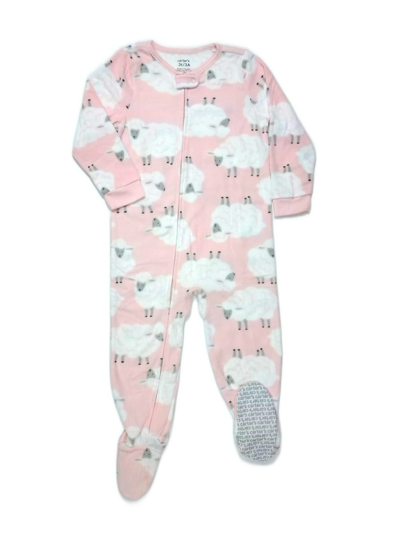 Carter's Toddler Girl's Sheep Print Pink Fleece Footed Pajama