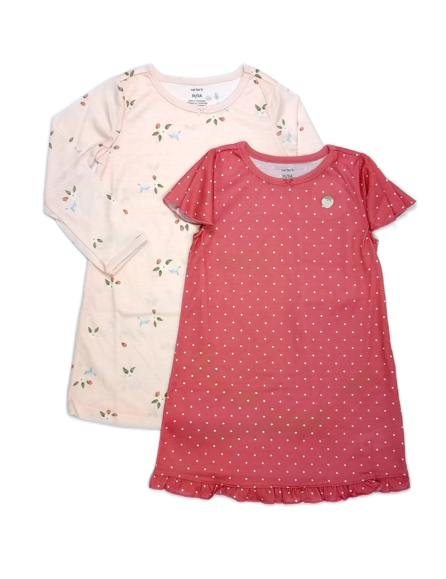 Carter's 2pc Kid Girl Pink Floral Gowns Sleepwear Set