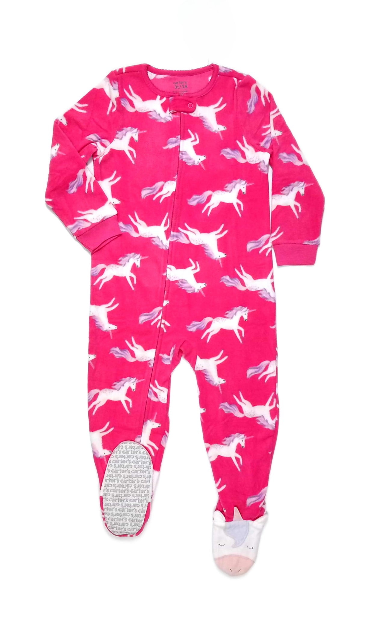 Carter's Toddler Girl's Unicorn Print Pink Fleece Footed Pajama