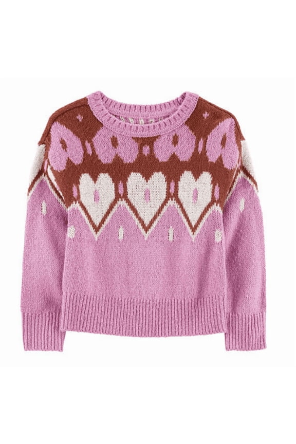 Toddler Girls Heart Mohair Like Pullover Sweater