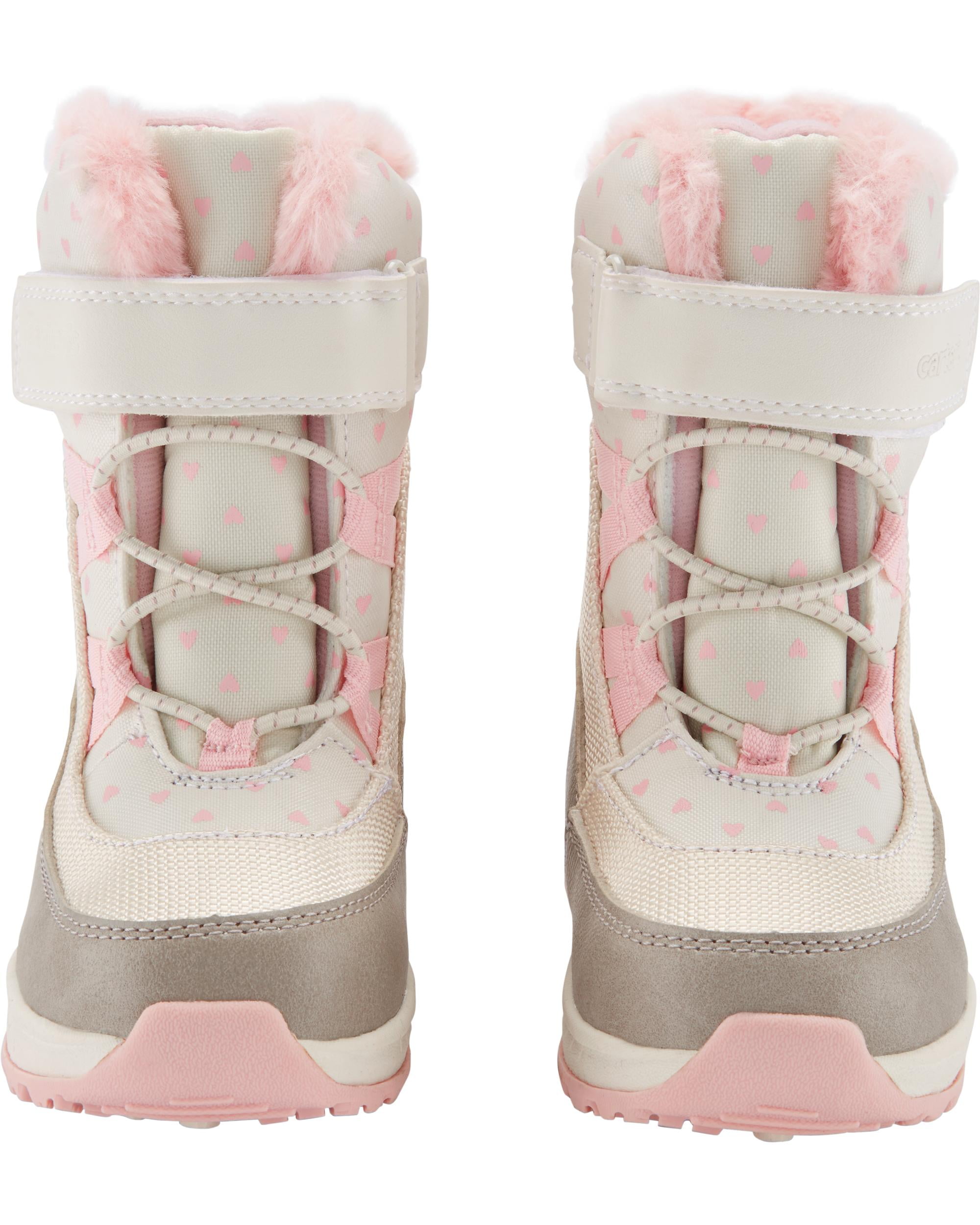 Carter's Toddler Girls' Winter & Snow Heart Boots White Grey Size 6 10
