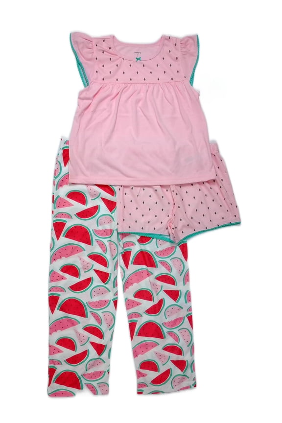 Watermelon 3-Piece Polyester Jersey Pajama Set, Size 7
