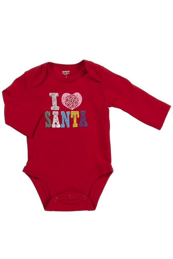 Wiggle in Bodysuit - I Love Santa-Red-NB