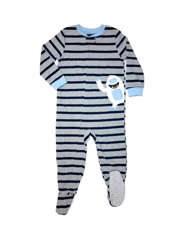 Yeti, Abominable Snow Monster Striped Fleece Footed Pajama Sleeper, Size 4T