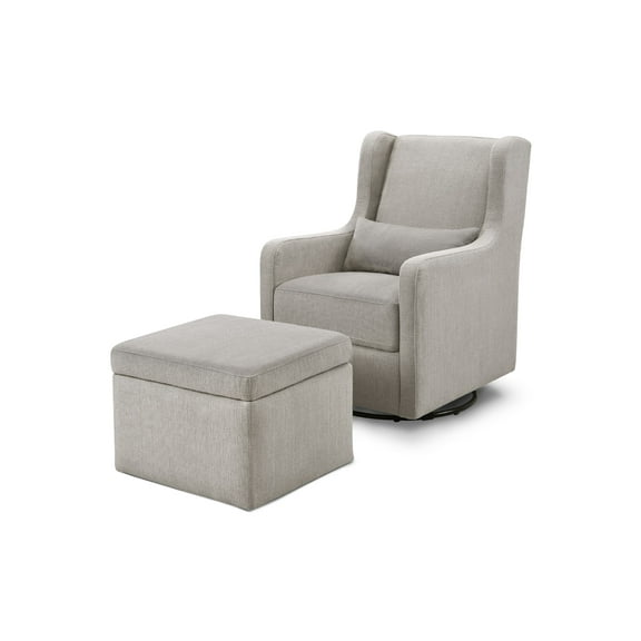 Carter's by DaVinci Adrian Swivel Glider with Storage Ottoman, Performance Gray