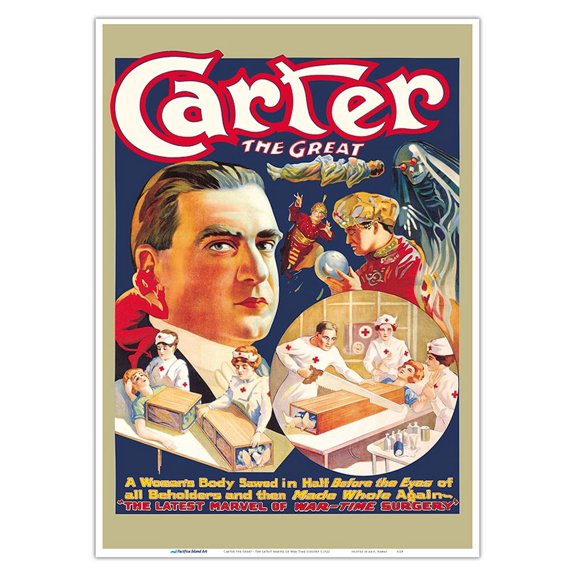 Carter the Great - The Latest Marvel of War-Time Surgery - Vintage Magic Poster c.1922 - Master Art Print 10in x 14in