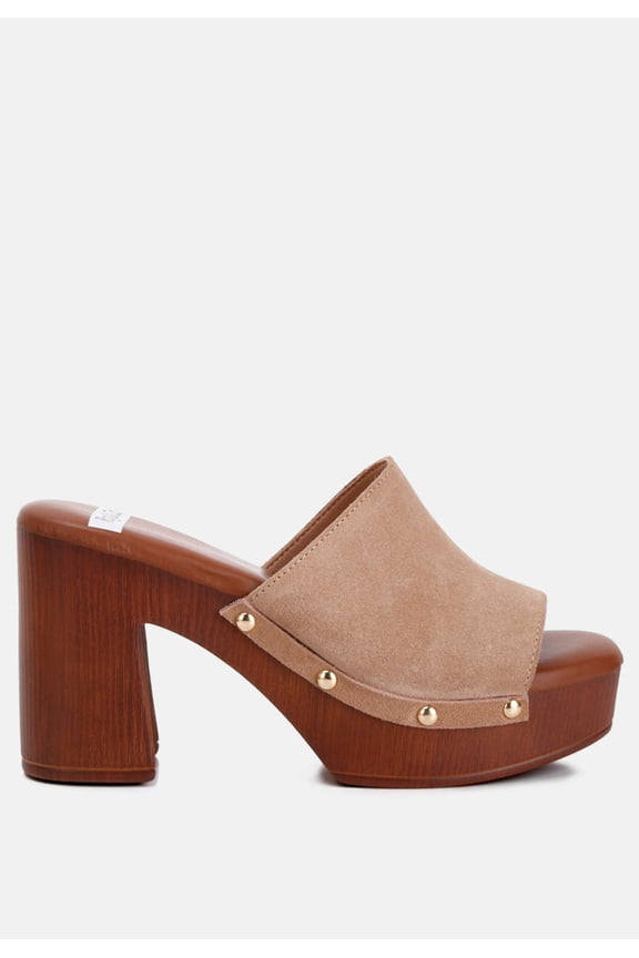 Cartera Soft Suede High Block Heel Clogs