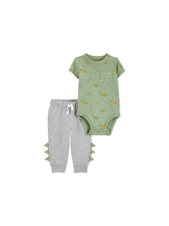 Carters Baby Boys 2 Pc. Dog Bodysuit Pants Set Green 3 months