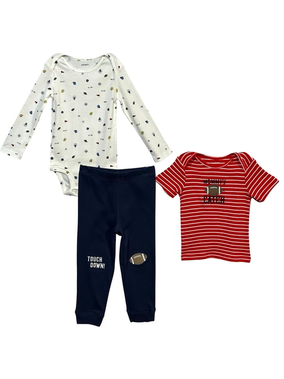 Carters Baby Boys 3pc Pants Top Bodysuit Outfit Set Size 3M Long -Short Sleeve