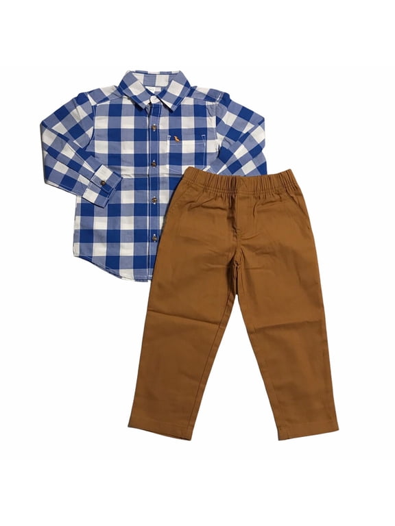 Carters Baby Boys Plaid Pocket Button Up Pants Set