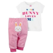 Carters Baby Clothing Outfit Girls 2-Piece Easter Top & Pant Set Bunny Pink