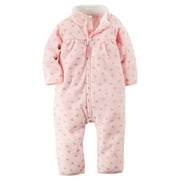 Carters Baby Clothing Outfit Girls Zip-Up Glitter Print Jumpsuit Pink Hearts