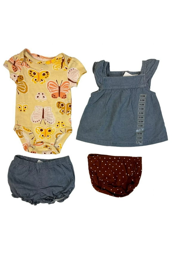 Carters Baby Girl's 4-Piece Set (Butterfly Chambray, 9-12M)