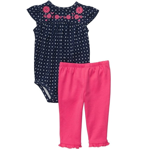 Carters Baby-Girls Infant Flower Embroidered Legging Set 12mos