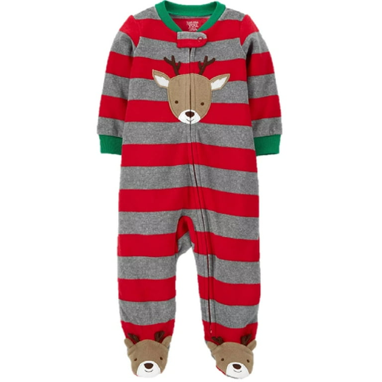 Carters Baby Reindeer Fleece Sleep N Play Footed Pajamas Just One You Green Striped 6 Months