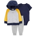 thumbnail image 1 of Carters Boys 0-24 Months 3-Piece Striped Jacket Set(Navy 24 Months), 1 of 1
