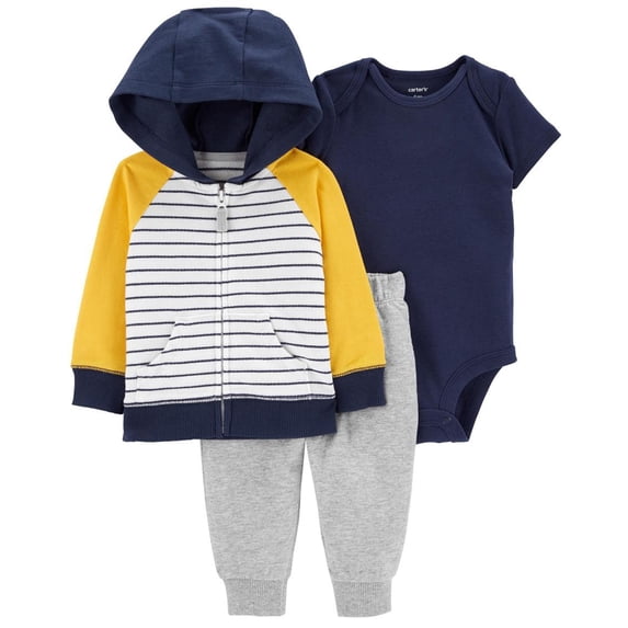 Carters Boys 0-24 Months 3-Piece Striped Jacket Set(Navy 24 Months)