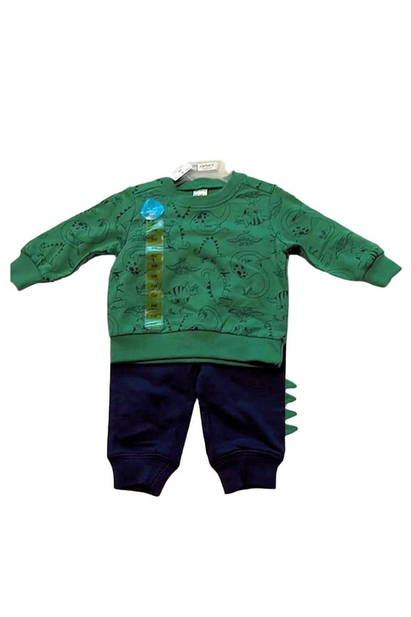Carters Boys 2 Piece Green Dinosaur Sweatshirt Blue Jogger Playwear Set 6M