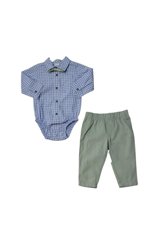 Carters Boys 2 Piece Occassion Set in Blue Plaid Size 9M