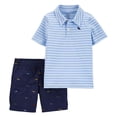 thumbnail image 1 of Carters Boys 2T-5T 2-Piece Striped Polo & Short Set(Blue 2T), 1 of 1