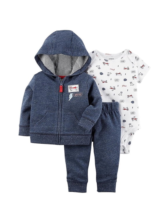 Carters Boys 3-24 Months Puppy 3 Piece Jacket Set (Blue 6 Months)