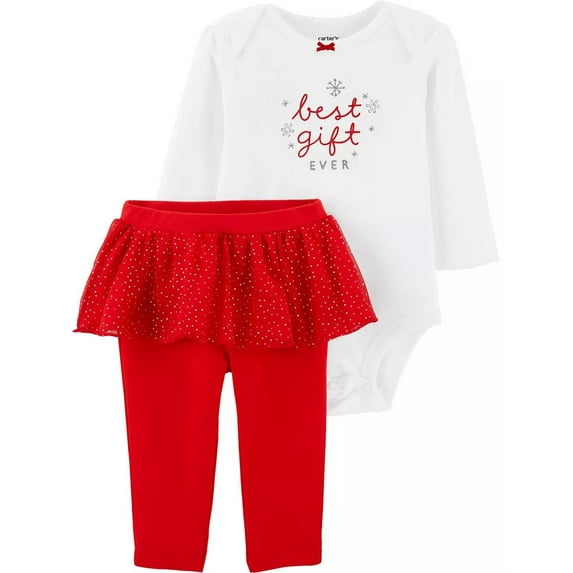 Carters Girls 0-24 Months Christmas Tutu Bodysuit Pant Set (Red 18 Months)