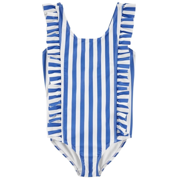 Carters Girls 2T-5T Striped 1-Piece Swimsuit Blue 4T