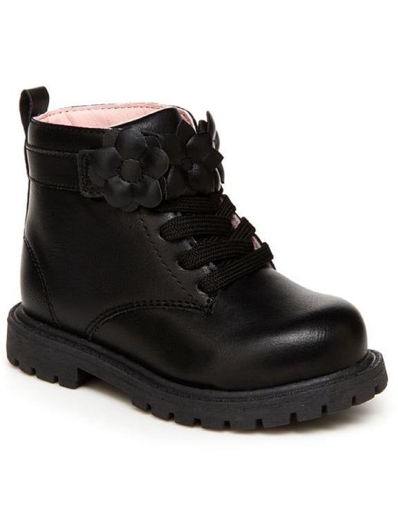 Carters Girls Daffodil Faux Leather Ankle Boots Black 7 Medium (B,M) Toddler