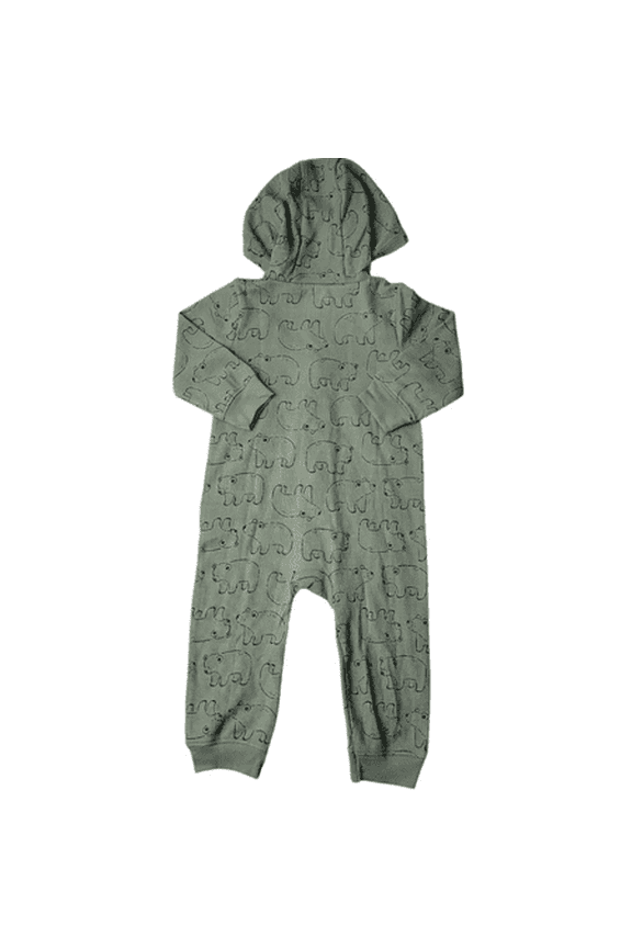 Carters Green 9M Zip-Up 1 Piece Warm Long Sleeve Easy Care Jumpsuit