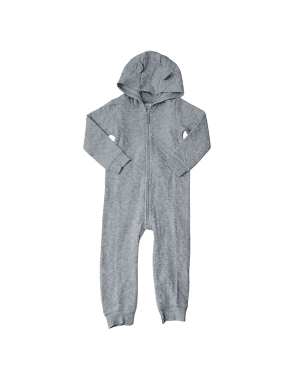 Carters Grey Quilted Size 18M Zip-Up 1 Piece Warm Long Sleeve Easy Care Jumpsuit