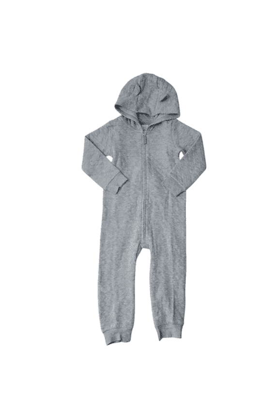 Carters Grey Quilted Size 3M Zip-Up 1 Piece Warm Long Sleeve Easy Care Jumpsuit