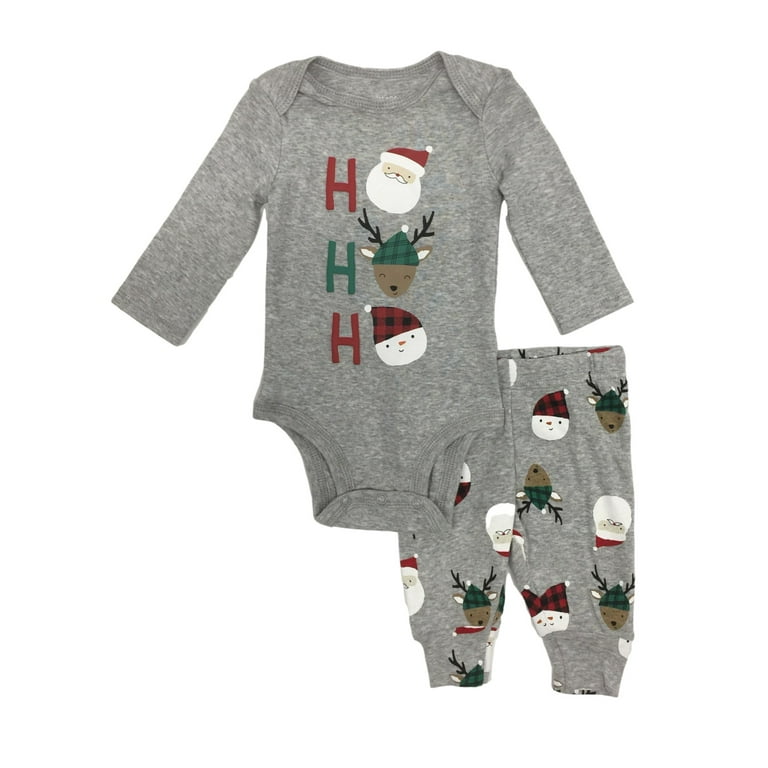 Carters Infant Boys Gray Ho Ho Ho Christmas Bodysuit Pants