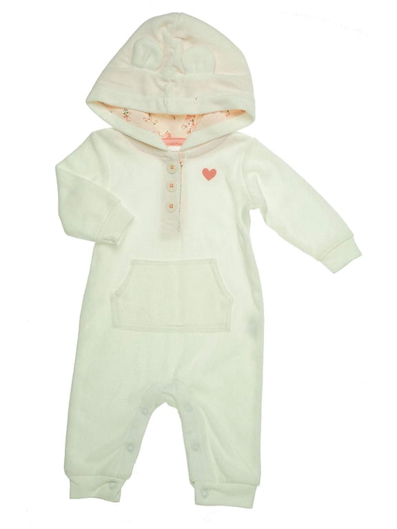 Fleece Eared Romper Baby - Ivory-24 Months