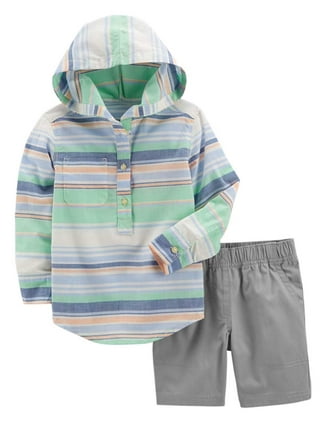 Carter's Baby Boys 2-Pc. Cotton Striped T-Shirt & Short Overall