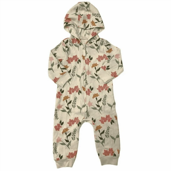 Carters Ivory Floral Size 24M Zip-Up 1 Piece Warm Long Sleeve Easy Care Jumpsuit