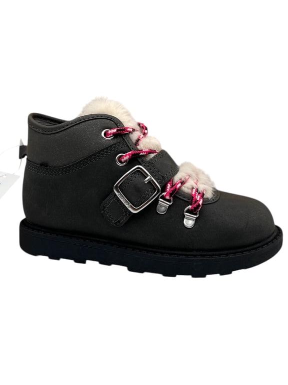 Carters Little Girls Faux Fur Winter Booties Size 11 Gray Pink Cozy Warm Shoes