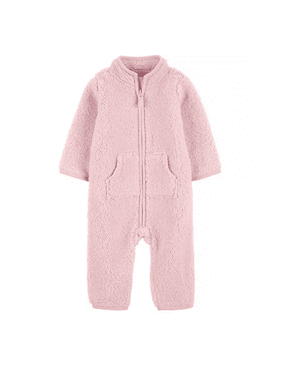 Carters Pink 3M Zip-Up 1 Piece Warm Long Sleeve Easy Care Jumpsuit