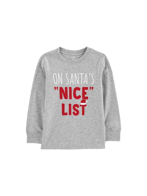 Carters Toddler Boys Christmas T-Shirts Gray 3T