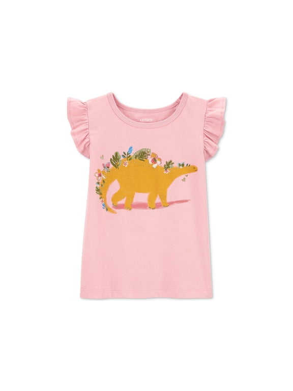 Carters Toddler Girls Graphic Print Flutter Shirt Pink 2T