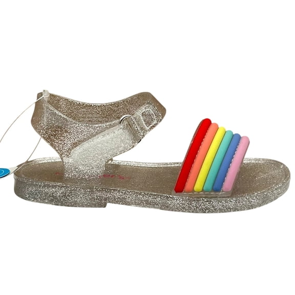 Carters Toddler Girls Jelly Sandals Size 7 Silver Rainbow Flexible & Lightweight
