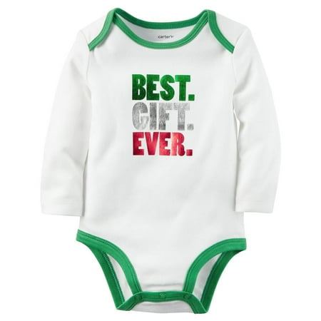 Carters Unisex 3-24 Months Best Gift Ever Christmas Bodysuit (Ivory 18 Months)