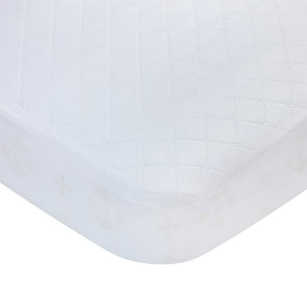 Carters Waterproof Fitted Quilted Crib and Toddler Protective Mattress Pad Cover, White
