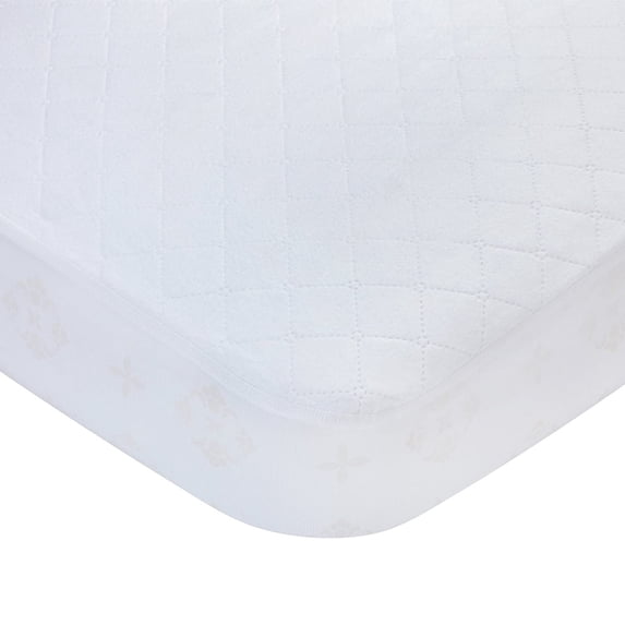 Carters Waterproof Fitted Quilted Crib and Toddler Protective Mattress Pad Cover, White