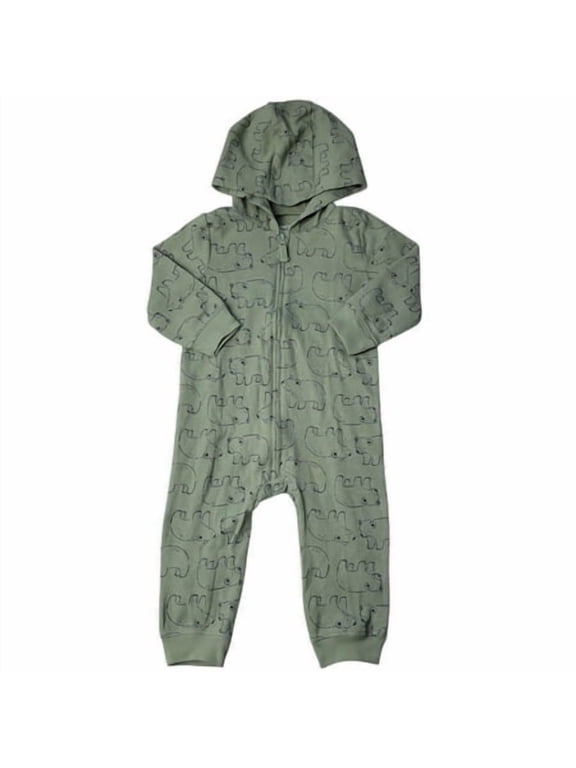 Carters Zip-Up 1 Piece Warm Long Sleeve Jumpsuit - Green 18M