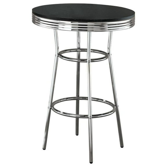 Cartesian Retro Round Bar Height Bistro Pub Table In Black 30" H